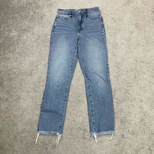 Madewell Womens Denim Raw Hem Straight The Perfect Jeans Blue Size 25 DEFECTIVE